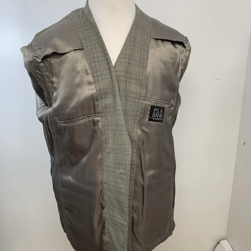 Jos A Bank Sport Coat Men 46R Brown Glen Plaid Wool 2 Button Blazer Jacket Work